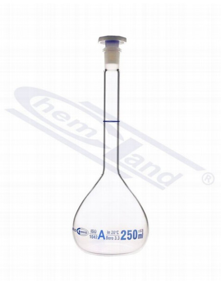 A klases mērkolba ar sertifikātu un PP aizbāzni, 50 ml