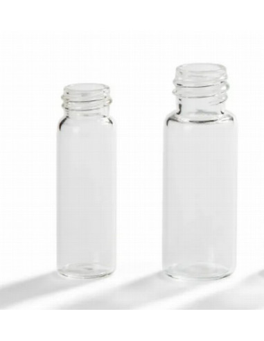 Borosilikāta stikla flakons ar skrūvējamu vītni un plakanu dibenu, 10 ml