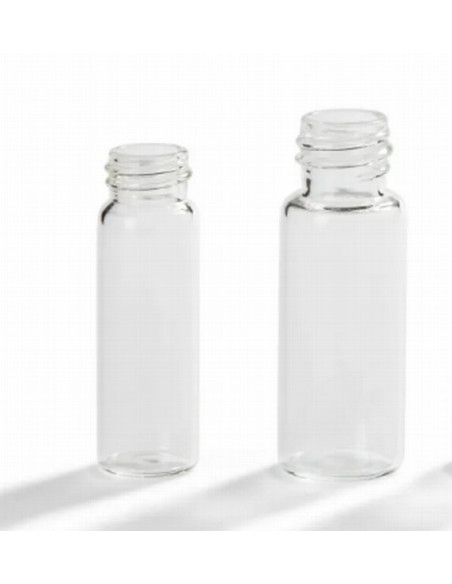 Borosilikāta stikla flakons ar skrūvējamu vītni un plakanu dibenu, 10 ml