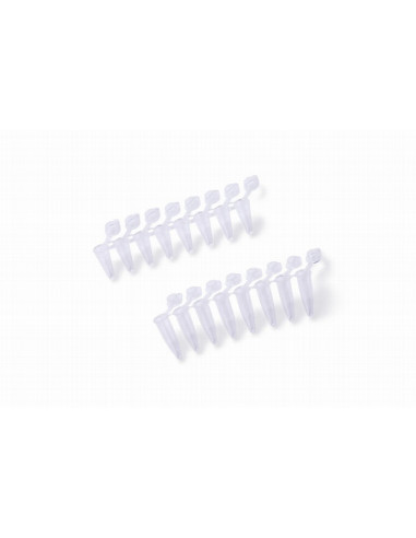 PCR mēģeņu strēmele ar vāciņiem, 8 × 0,2 ml
