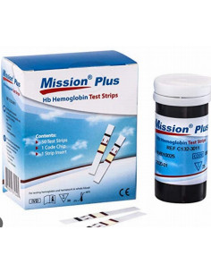 Hemoglobinometra Mission Hb testa strēmeles.