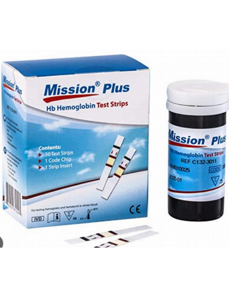 Hemoglobinometra Mission Hb testa strēmeles.